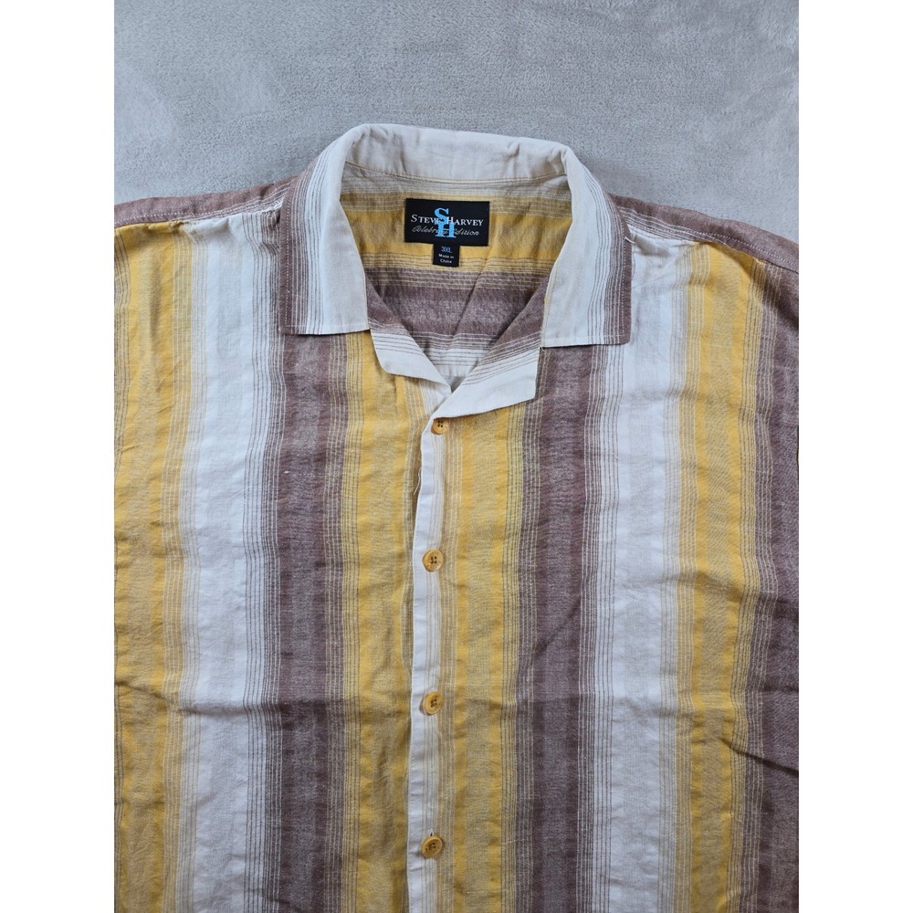 Steve Harvey Celebrity Edition Shirt Mens 3XL Linen Blend Striped S/S *Read